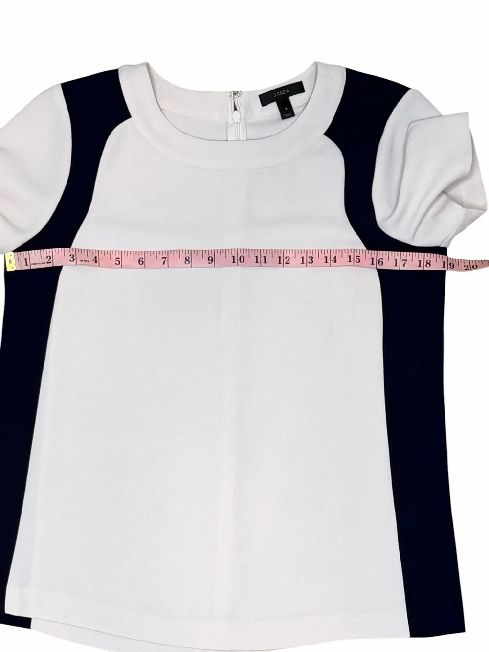 J. Crew Cream and Navy Short Sleeve Colorblock Top Size 6